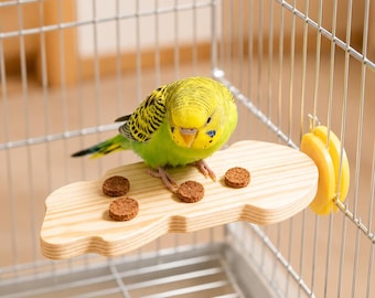 Posatoio in legno per pappagallini / Piattaforma da masticare per piccoli uccelli / Giocattolo da gabbia in legno di pino / Regalo per arricchimento ambientale per parrocchetti e ondulati
