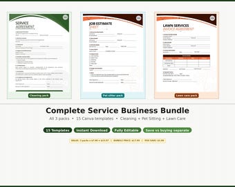 Canva-sjablonen voor servicebundels | Dierenoppas schoonmaken Gazononderhoud | 15 sjablonen direct downloaden