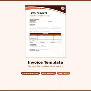 Zakelijke sjablonen voor tuinonderhoud klusjesman Canva | Serviceovereenkomst voor opdrachtgeschatte factuur | Direct downloaden afbeelding 4