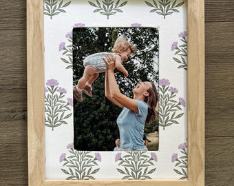 Bloemenprint passe-partout van katoen voor fotolijst, geschikt voor foto's van 8x10 inch. Een perfect cadeau voor mama, oma, voor een verjaardag of als decoratie in landelijke stijl.