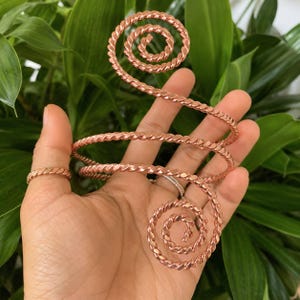 Boho Copper Arm Cuff 432MHz Tensor Ring Jewelry, Spiral Upper Arm Bracelet, Festival Goddess Armlet, Copper Anklet Cuff Gift for Her