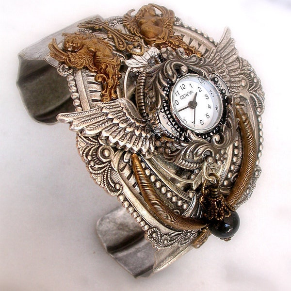 Gothic Steampunk Watch Cuff  - Valkyries and Goddesses