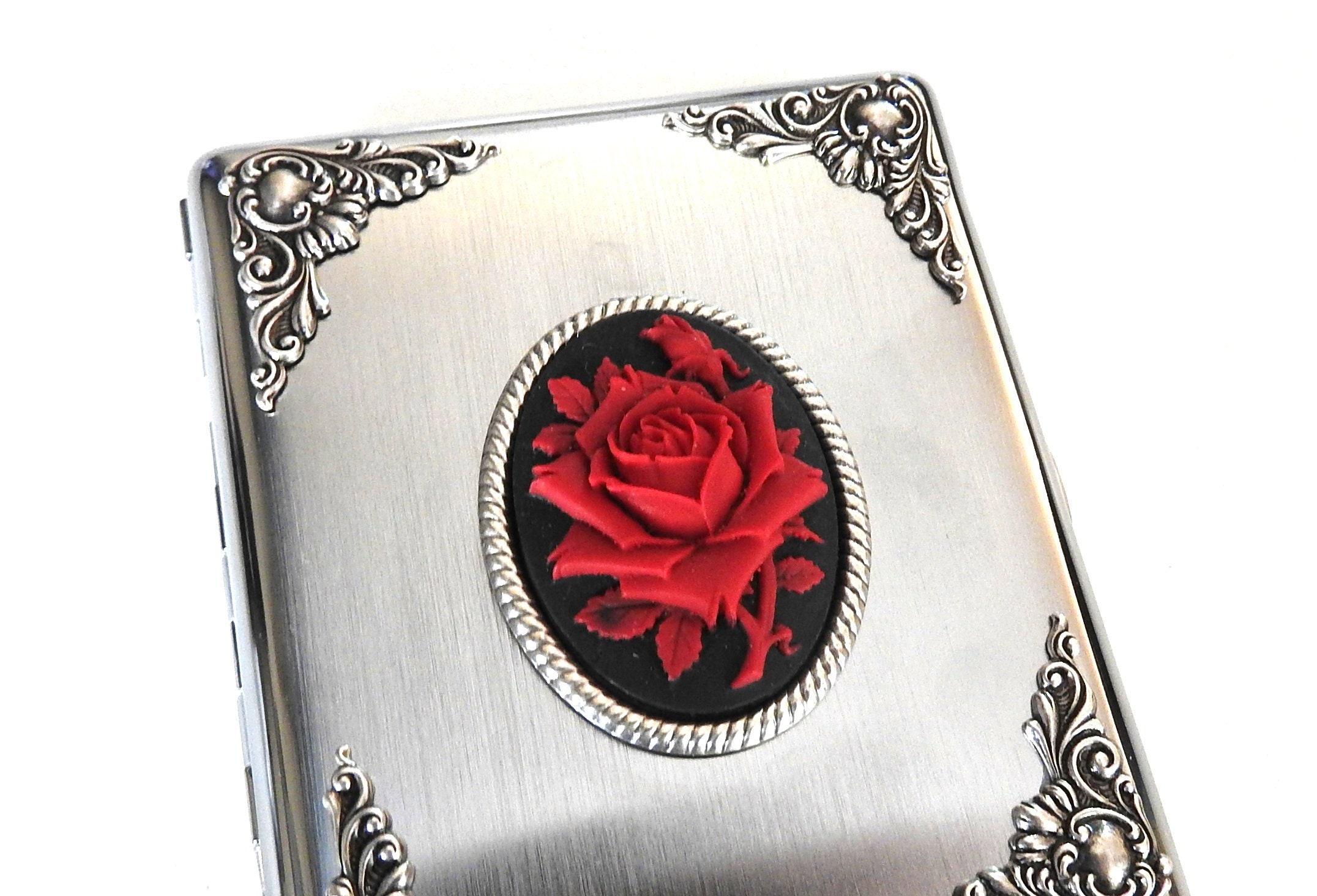 Cigarette Case Women Metal Cigarette Case 100's Silver Etsy