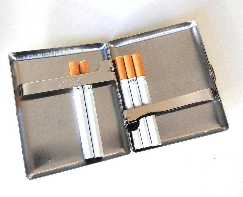 Men Cigarette Case for King Size & 100's Silver Cigarette Etsy
