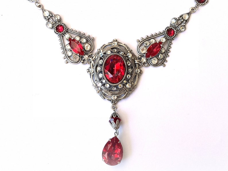 Red Gothic Necklace Victorian Gothic Jewelry Renaissance | Etsy