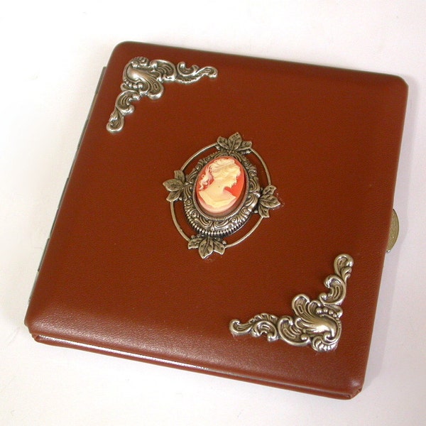 Light Cinnamon  Cigarette Case - Victorian Leatherette Case - Smoking Accessories