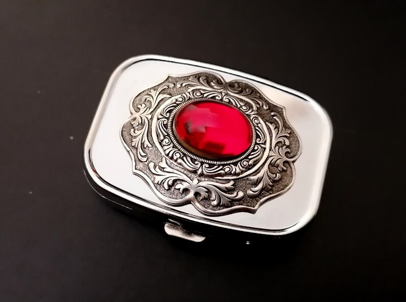 Vintage Style Pill Case Silver Pill Box for Purse Gothic Etsy