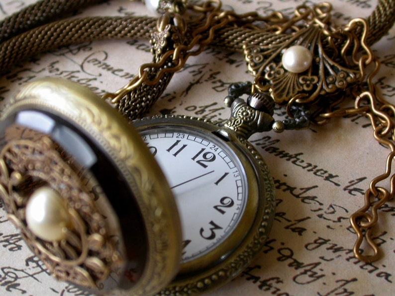 Victorian Pocket Watch Necklace Romantic Pocket Watch Pendant Etsy