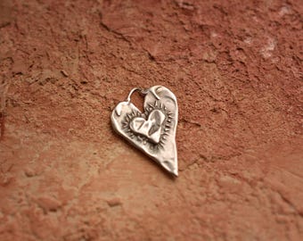 Colgante de corazón rústico bohemio de plata de ley, collar con dije de sol