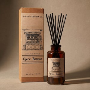 Spice Bazaar Reed Diffuser | Smoky Incense & Warm Spice | Long Lasting | Earthy Home Scent | 4oz