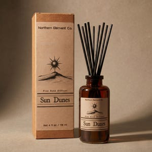 Sun Dunes Reed Diffuser | Teakwood and Sea Salt | Long Lasting Scent | 4oz