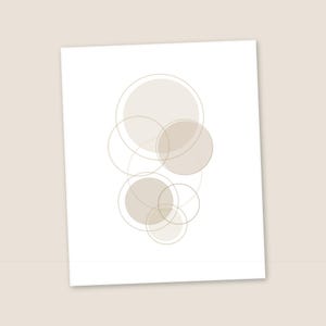 Stampa a cerchi neutri caldi / Cerchi astratti sovrapposti, stile geometrico minimalista (download digitale)
