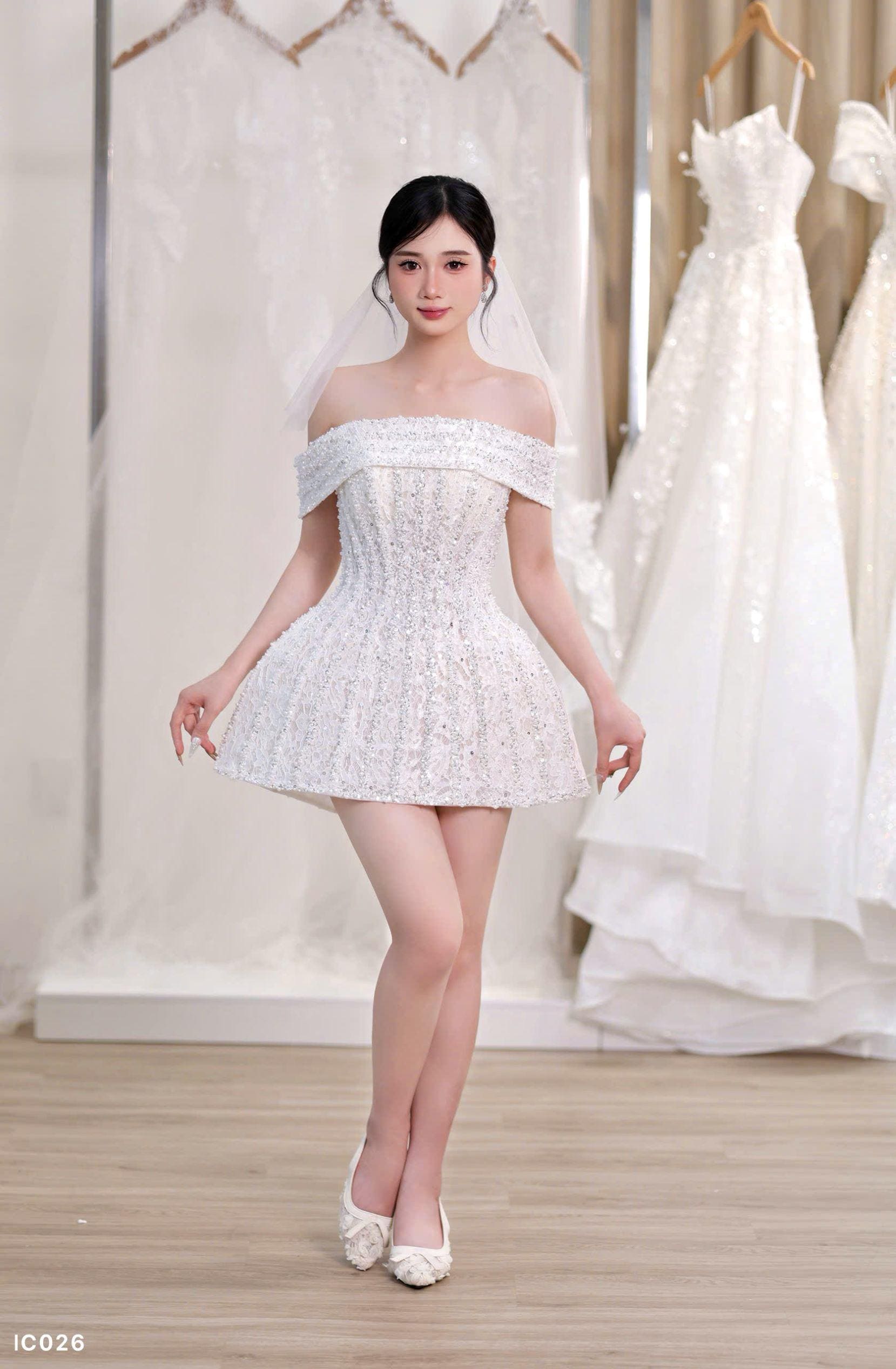 glitter short wedding dress Clara main image 1