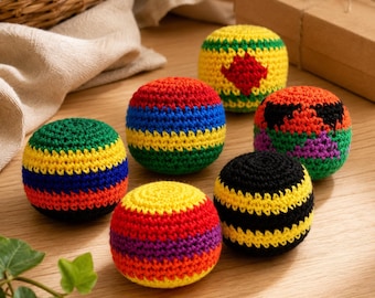 Retro Crochet Footbag Geschenk, buntes Schreibtisch Fidget Spielzeug, Mini Hacky Sack für Jugendliche und Ihn