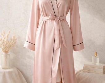 Long Robe Nightgown Women, Lightweight Summer Bathrobe, Soft Breathable Lounge Wear, Elegant Cardigan Sleepwear, Minimalist Home Wear