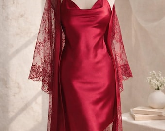Lace Robe Set Women, Sheer Nightgown Set, Soft Lightweight Sleepwear, Breathable Lounge Wear, Elegant Two Piece Nighty