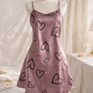 sleep dress for ladies Young USA Women's Sleepwear Cute Printed Cotton Shirts Short Sleeve Scoop Neck Nightgown simple and sustainable satin night dress for ladies