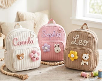 Mochila infantil acolchada personalizada, mochila escolar a medida para niños pequeños, regalo para jardín de infancia con bordado de nombre