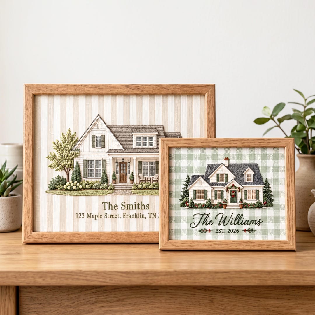Personalized House Portrait From Photo, Custom Embroidered Home Art ...
