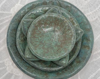 Set of Small Blue Stone Dishes