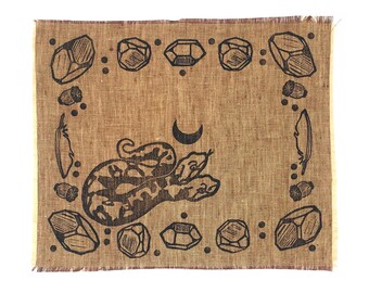 Copperhead Altar Cloth / One of a Kind / Block Print / Divination and Spiritual Work
