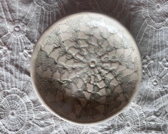 White Ceramic Dish with Secret Mantra for Meditation and Self-Reflection
