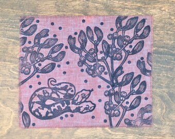 Snake Energy Altar Cloth / Ritual Tool / Divination Work / Copperhead Block Print / One of a Kind