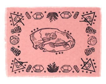 Bear Skull Altar Cloth, Rose Linen Blend