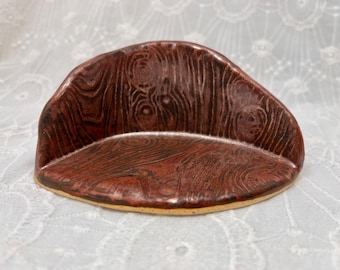 Ceramic Woodgrain Mini Altar for Votives or Sacred Objects
