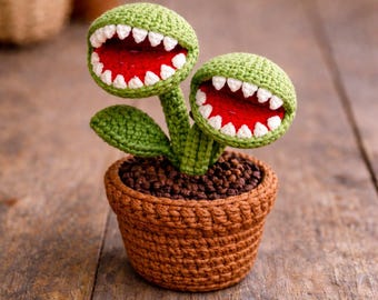 Patrón de ganchillo en PDF de planta carnívora Venus atrapamoscas, amigurumi, decoración de escritorio (PDF)