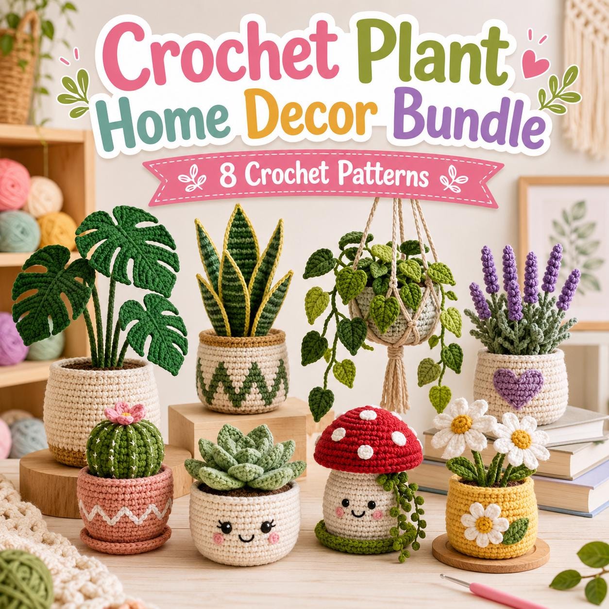 かぎ針編みの鉢植えの花 - Etsy 日本