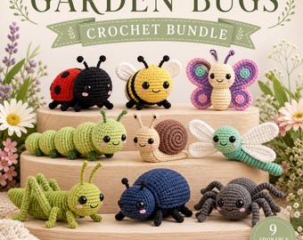 Paquete de patrones de ganchillo de insectos de jardín, 9 insectos amigurumi (descarga en PDF)