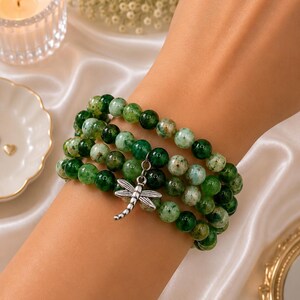 Dragonfly in Amber Bracelet Stack | Outlander Inspired Jewelry | Scottish Highlands Bracelet | Claire Fraser Gift