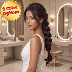 Princess Braid Wig, French Braid Hairpiece 45cm, Romantic Braided Wig, Brown Black Wig, Long Braided Hair, Synthetic Braid Wig, 3 Options
