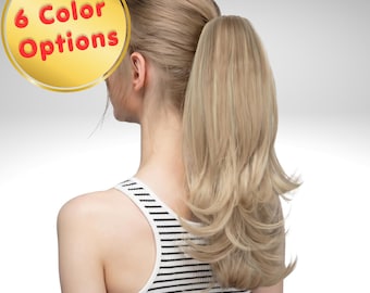 Clip In Ponytail Extension, 14 Inch Ponytail, Straight Ponytail Hairpiece, Natural Looking Ponytail, Synthetic Hair Extension, 6 Options