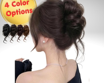 Pinza para moño despeinado, extensión de moño sintético, moño fácil de colocar, recogido de aspecto natural, postizo voluminoso, accesorio para el cabello de mujer