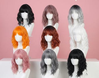 Peluca corta ondulada y rizada, peluca bob de 35 cm, peluca corta de aspecto natural, peluca sintética de rizos suaves, peluca resistente al calor, peluca para uso diario para mujer.