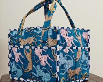 Blu Leopard Print Nappy Caddy