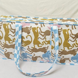Mahjong Bag, Quilted Mahjong Tile Storage Bag, Mahjong Travel Case, Tiger Print Mahjong Tote, Christmas Gift for Mahjong Lovers.