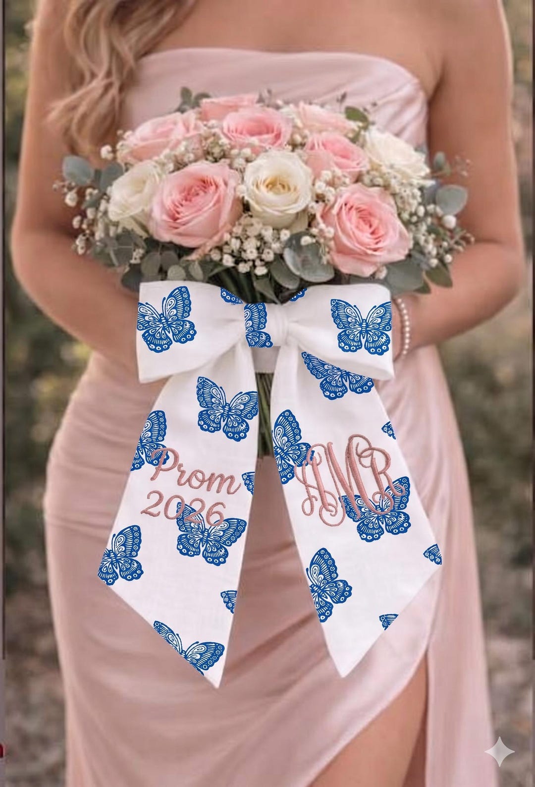Prom Ribbon Personalized Custom Embroidered Butterfly Bouquet Ribbon | Personalized ...