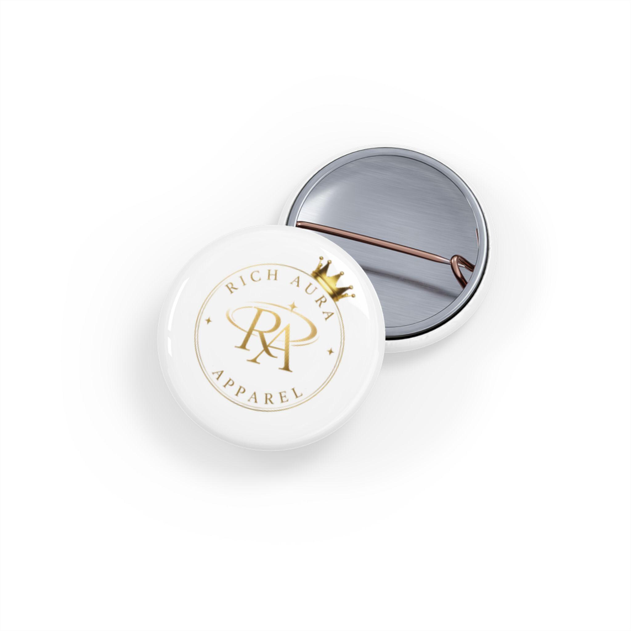 Gold Crown Monogram Round Pin | Logo Button Badge, Branded Apparel ...