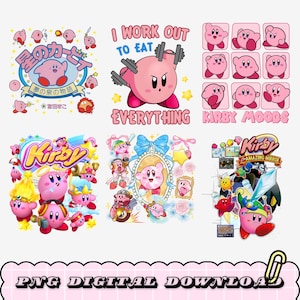 Puede incluir: Una descarga digital con varios diseños del personaje rosa Kirby. Los diseños incluyen a Kirby con pesas, Kirby en diferentes estados de ánimo y escenas de la serie de videojuegos "Kirby". También está presente el texto "I WORK OUT TO EAT EVERYTHING".
