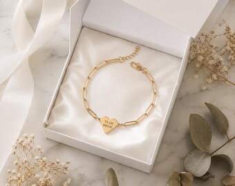 Team Bride Bracelet | Bridesmaid Proposal Gift | Bachelorette Gift | Heart Charm Bracelet | Bridal Party Jewelry