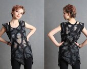 T-shirt vest  Nude Holey Black Post Apocalyptic Gothic Goth Artwear