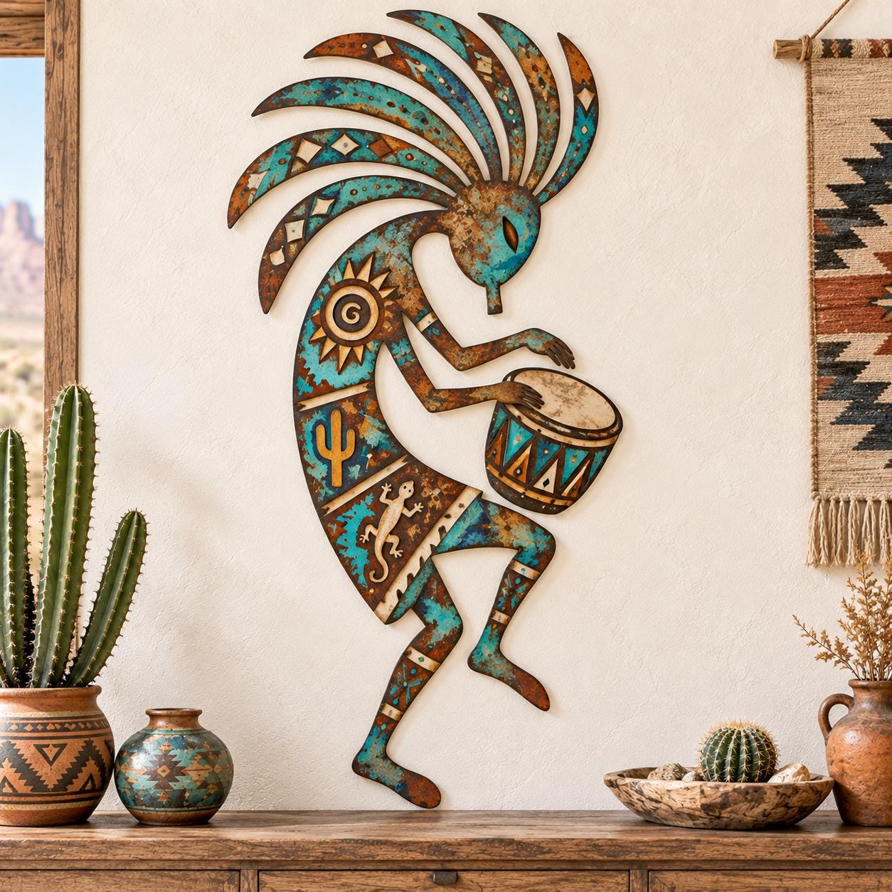 Jody O'Meara　ウォールアート　キャンバスプリント　ココペリ Kokopelli artwork - Etsy 日本