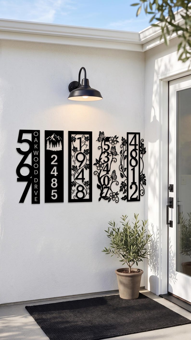 Personalized Vertical Address Sign, Metal House Number Plaque, Custom ...