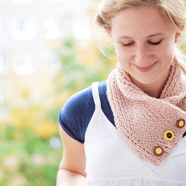 Cozy Neck Warmer Cowl Collar Knitted Knitting Beige Buttons Feminine Autumn Fall Winter Accessories