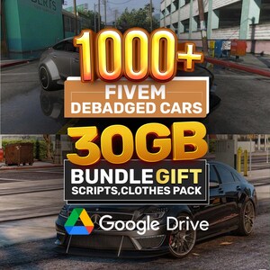 Pack de plus de 1000 voitures FiveM sans badges | Véhicules compatibles RP + 30 Go de scripts et vêtements | Téléchargement instantané