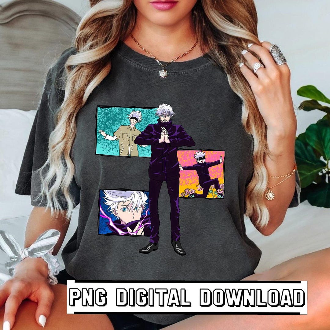 Gojo Satoru PNG Design, Jujutsu Kaisen Digital Download, Vintage Washed ...
