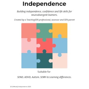 Onafhankelijkheidsplanner verzenden | EHCP ILP-voortgangstracker | Werkboek autismeondersteuning ADHD | Neurodivergente leeftijden: 8-13 jaar
